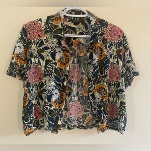 Topshop Sz 8 Floral Button Down Shirt